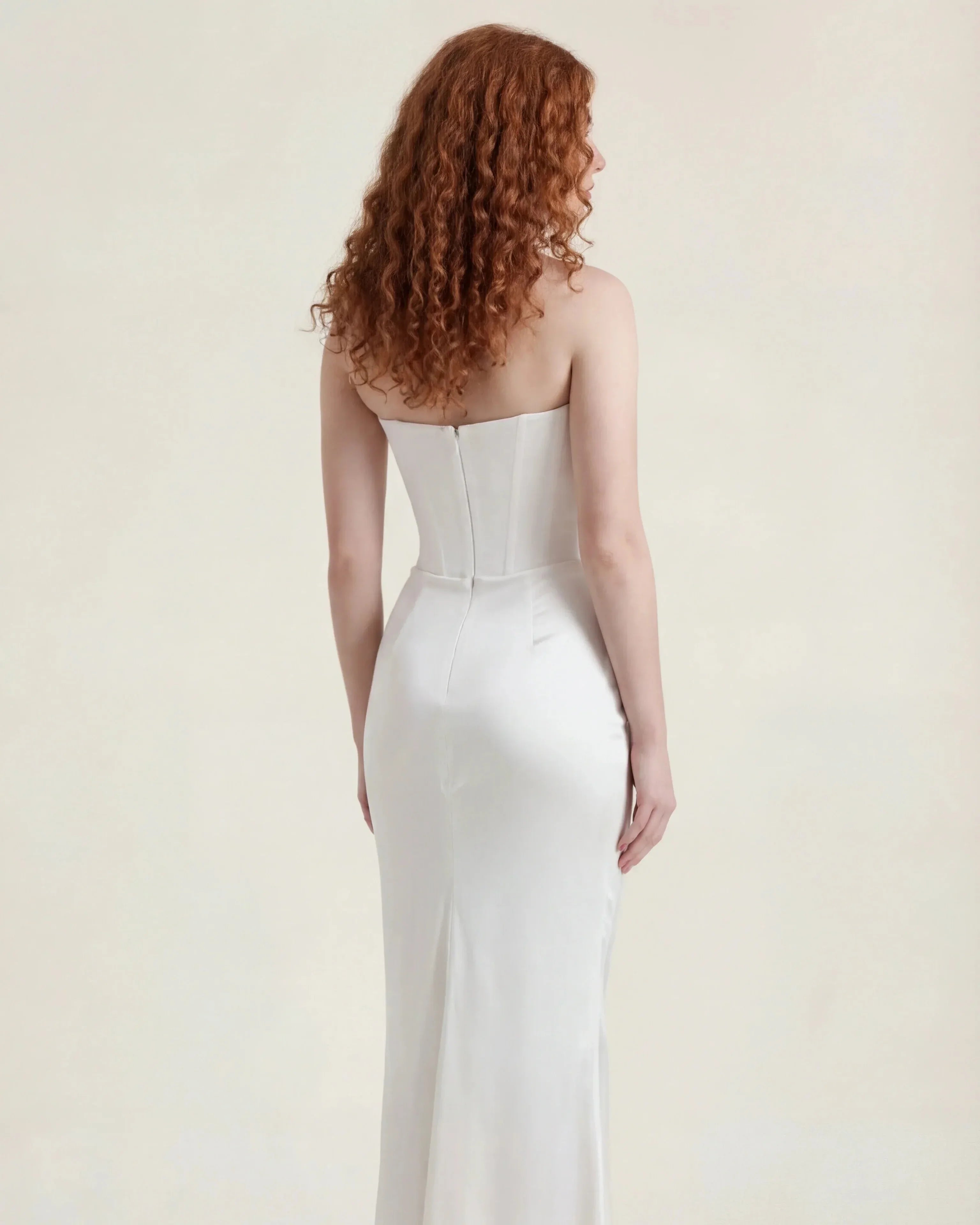 White satin maxi dress with cowl neckline, Delphine Rose by Rose & Mews
