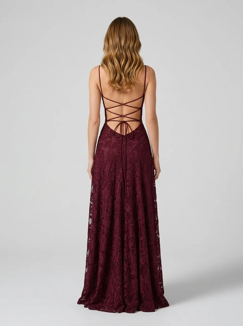 Red Jacquard Slip Maxi Dress Valentina Rose