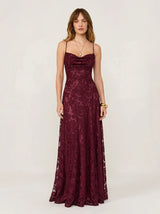 Red Jacquard Slip Maxi Dress Valentina Rose