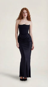 Satin Maxi Dress Delphine Rose