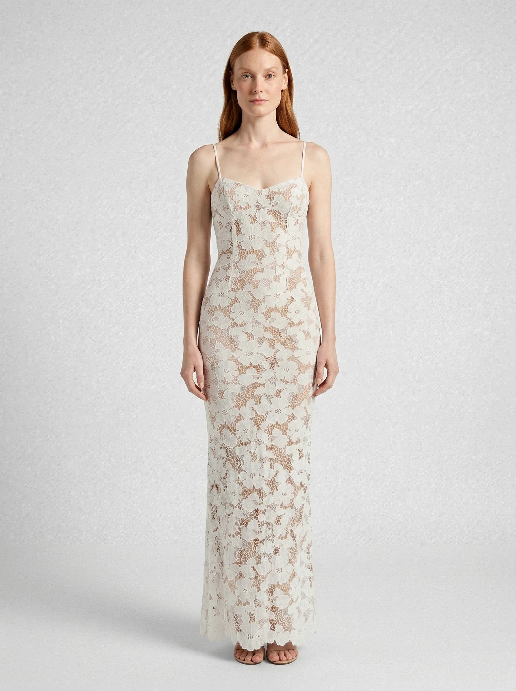 White cut out maxi dress with lace-up open back, Rosalie Rose by Rose & Mews