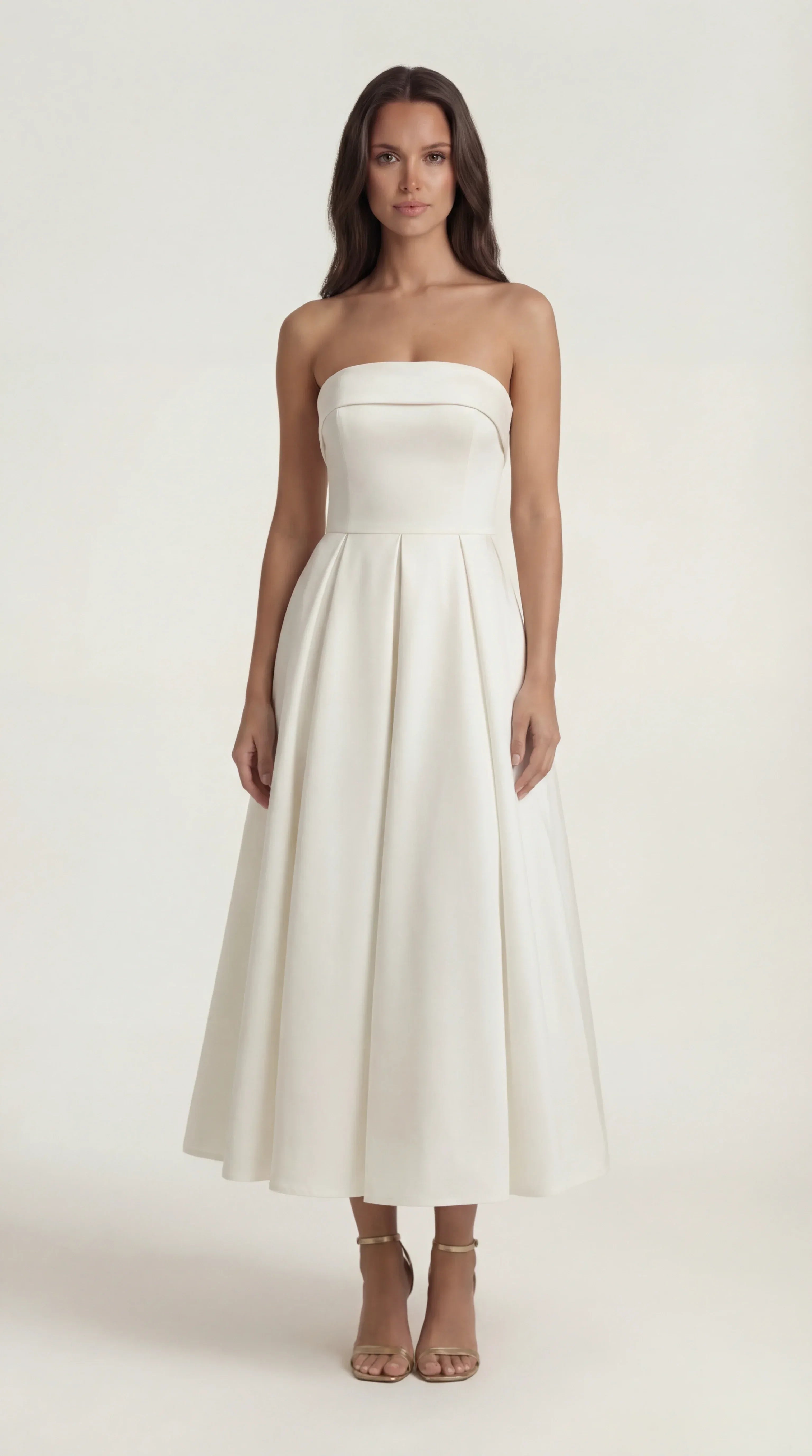 White wrap midi dress with flattering draped fit, Penelope Rose by Rose & Mews