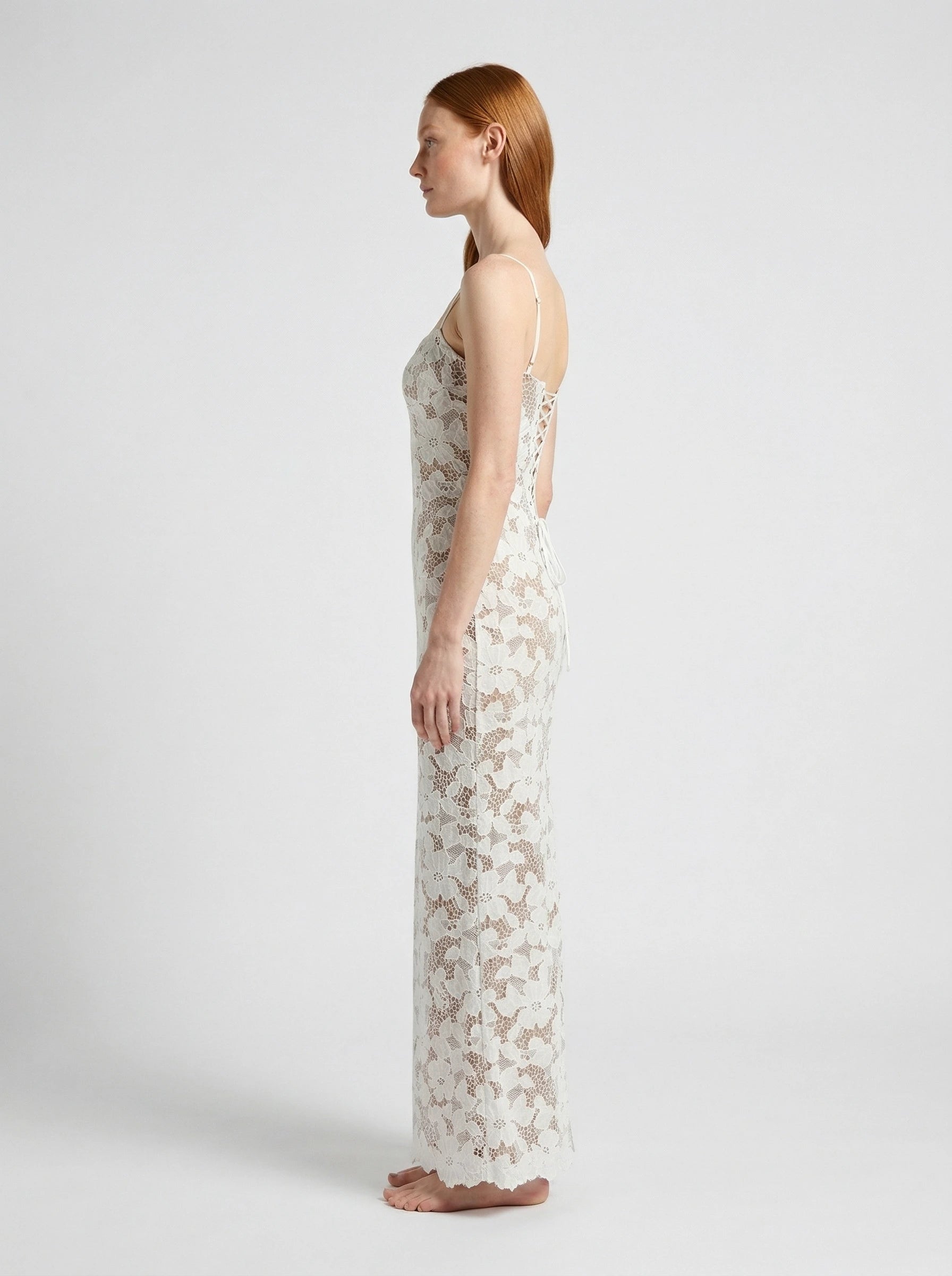 White cut out maxi dress with lace-up open back, Rosalie Rose by Rose & Mews