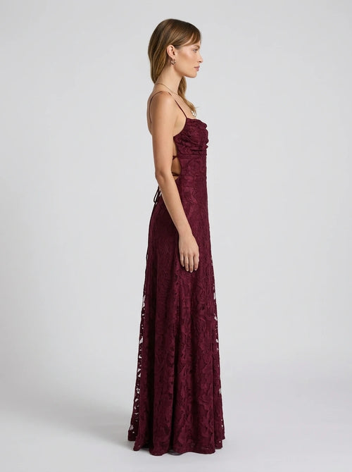 Red Jacquard Slip Maxi Dress Valentina Rose