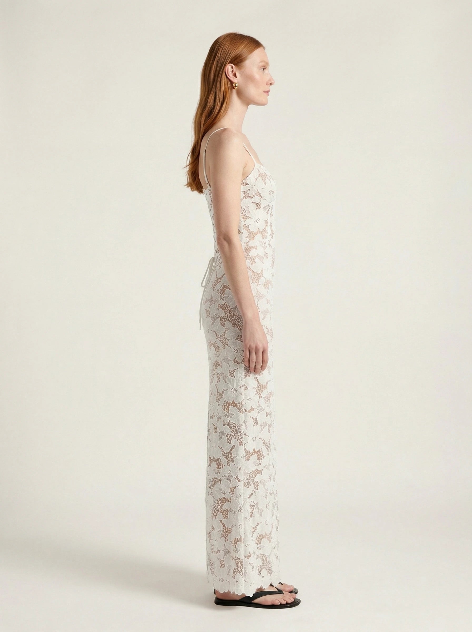 White cut out maxi dress with lace-up open back, Rosalie Rose by Rose & Mews