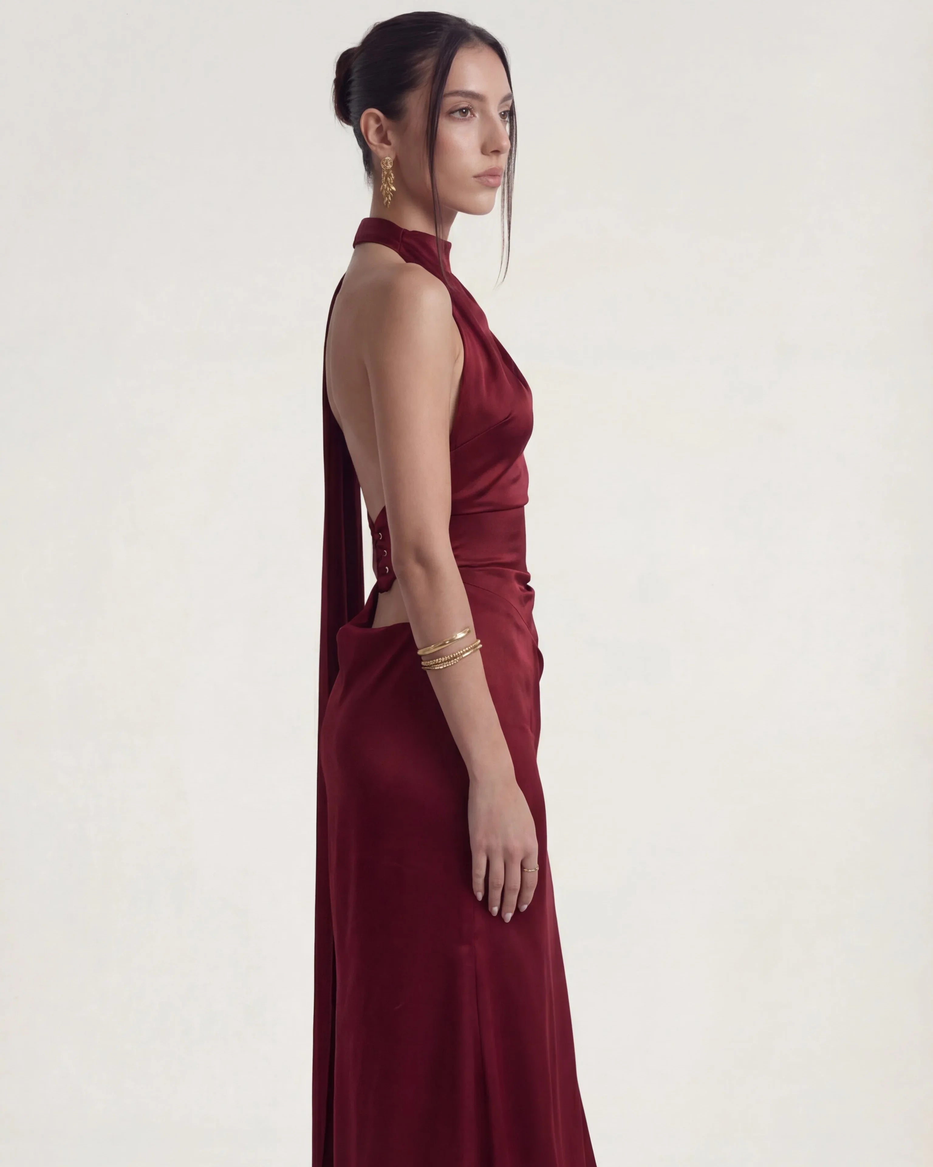 Satin Slip Maxi Dress Seraphina Rose - Rose & Mews