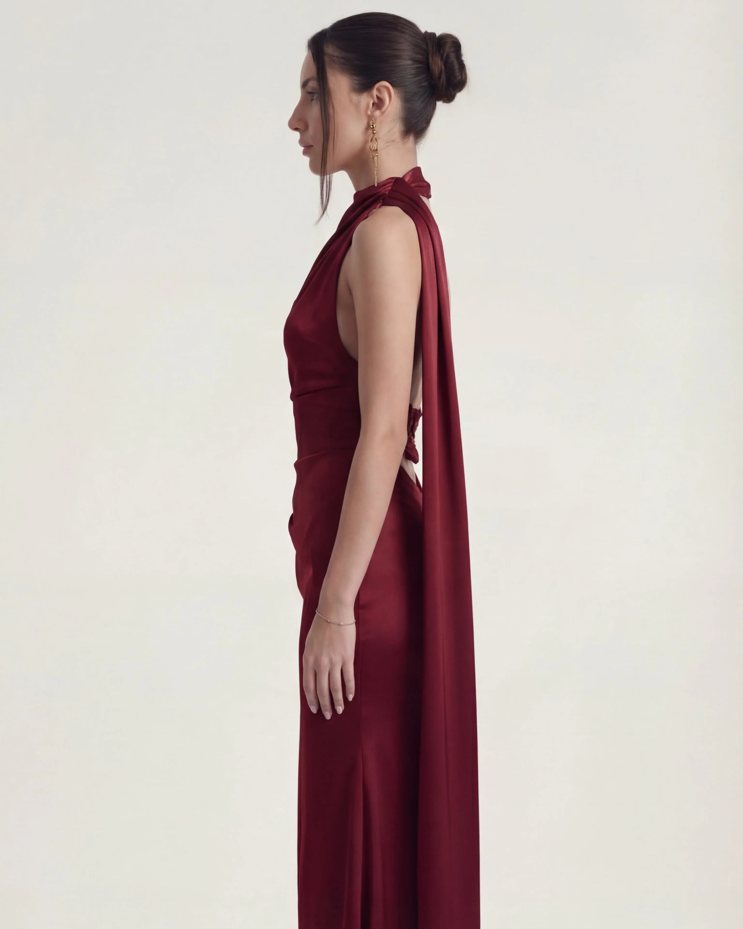 Satin Slip Maxi Dress Seraphina Rose - Rose & Mews