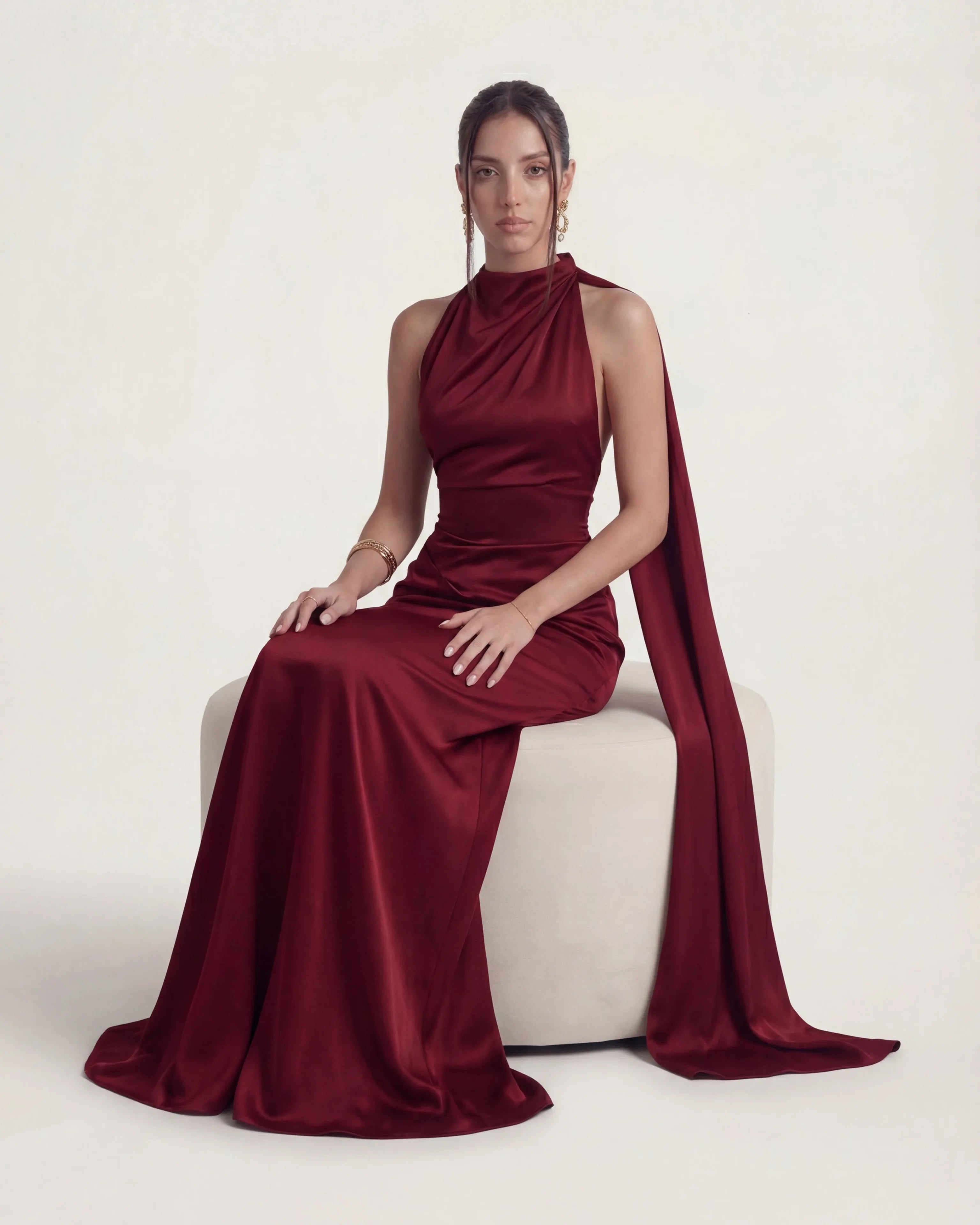 Satin Slip Maxi Dress Seraphina Rose - Rose & Mews