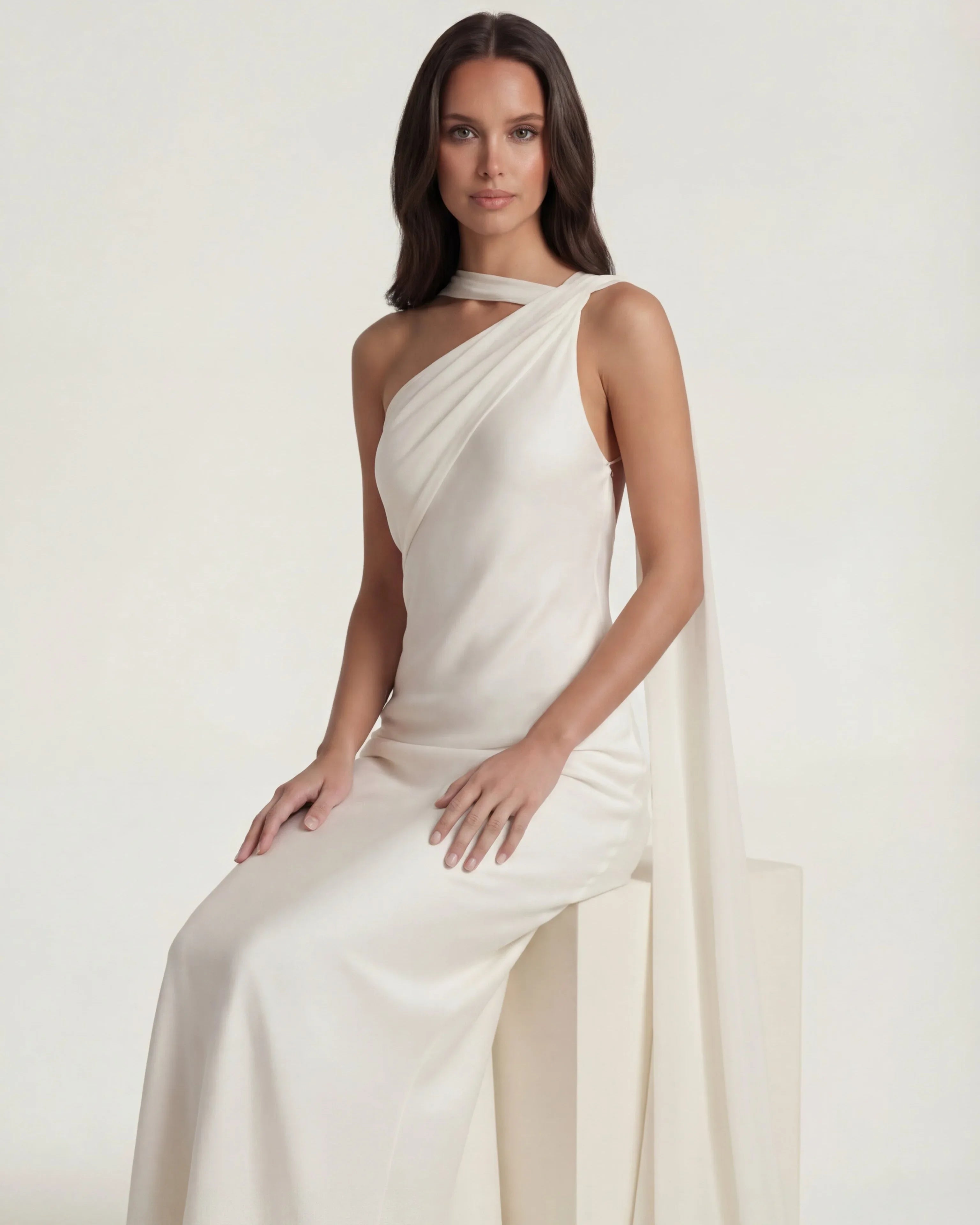 Satin Slip Maxi Dress Beatrice Rose - Rose & Mews
