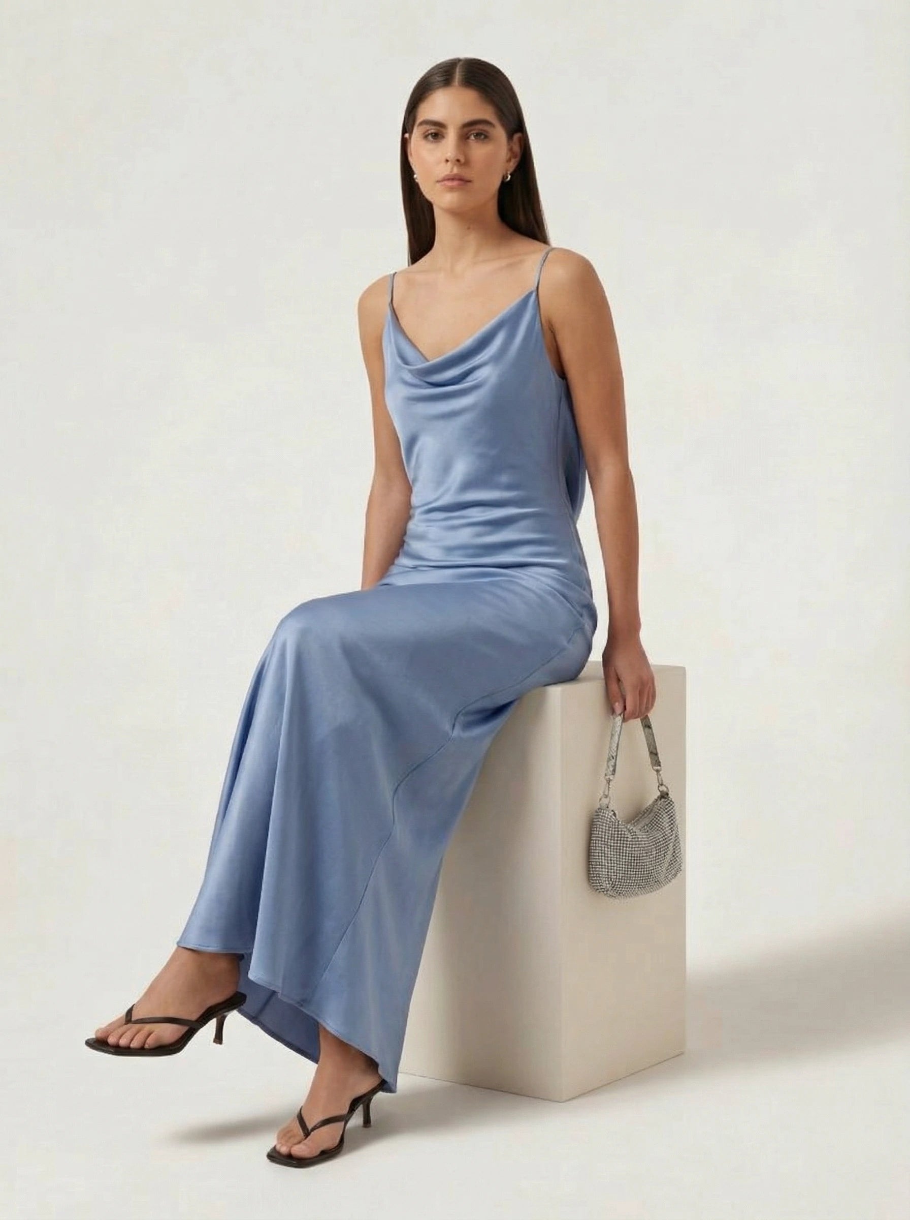 Satin Maxi Dress Genevieve Rose