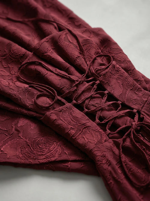 Red Jacquard Slip Maxi Dress Valentina Rose