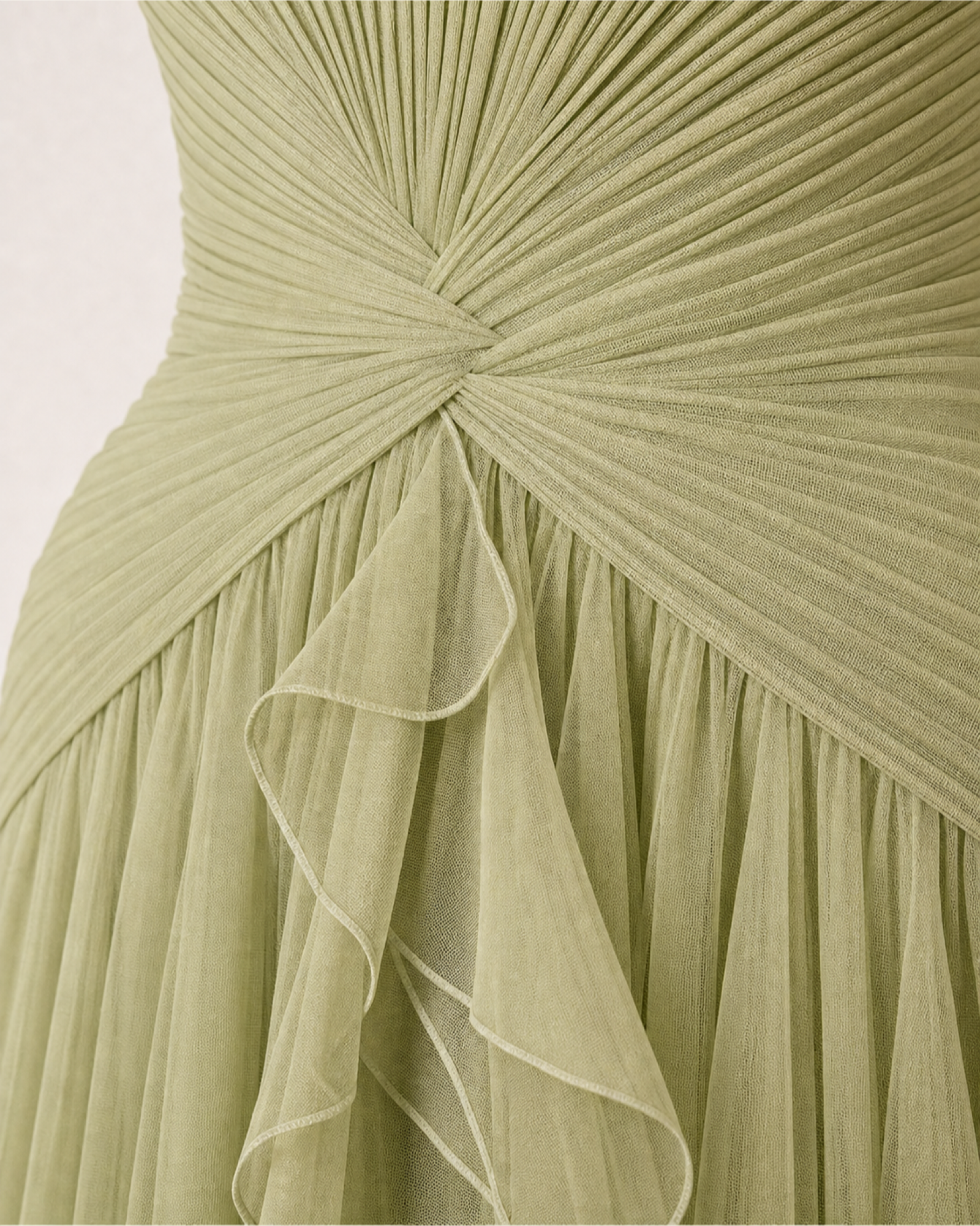 Fuchsia Pleated Prom Gown Florence Rose - Pistachio - Upper Closeup